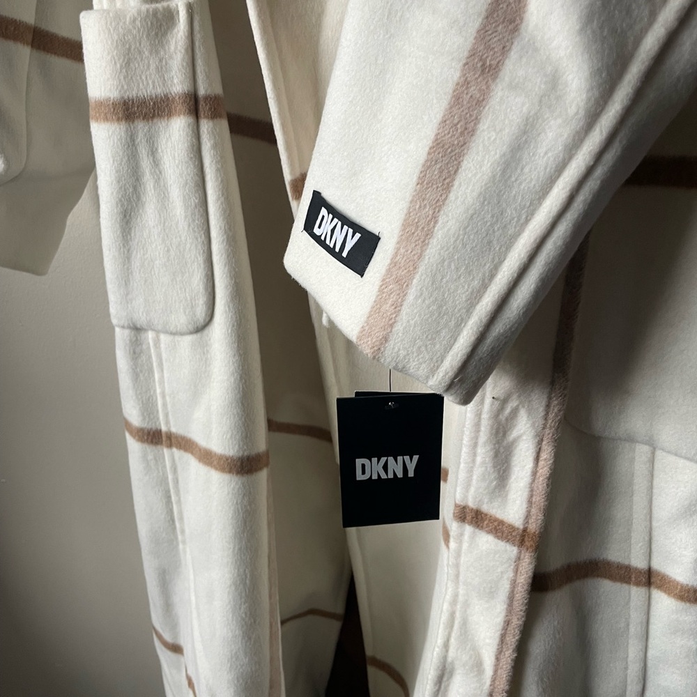 DKNY Women's Cream and Tan Trench Coat - Picture 5 of 6